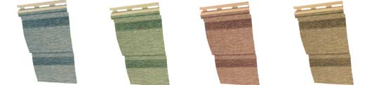 Виниловый сайдинг:Коллекция Валдай голубой, зеленый, красный, коричневый